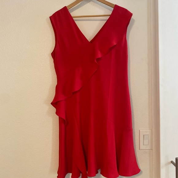 Reiss Red Ruffle Short Mini Odessa Dress, size 10 - Picture 2 of 9